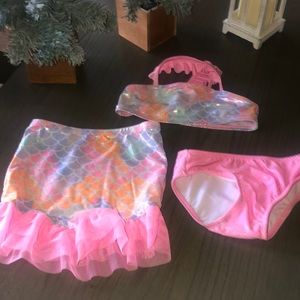 Wonder Nation 🩷 pink Mermaid swim suit set sz 4T